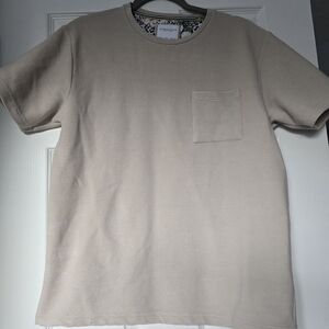 Denim & Flower Beige Short Sleeve Tee with Pocket